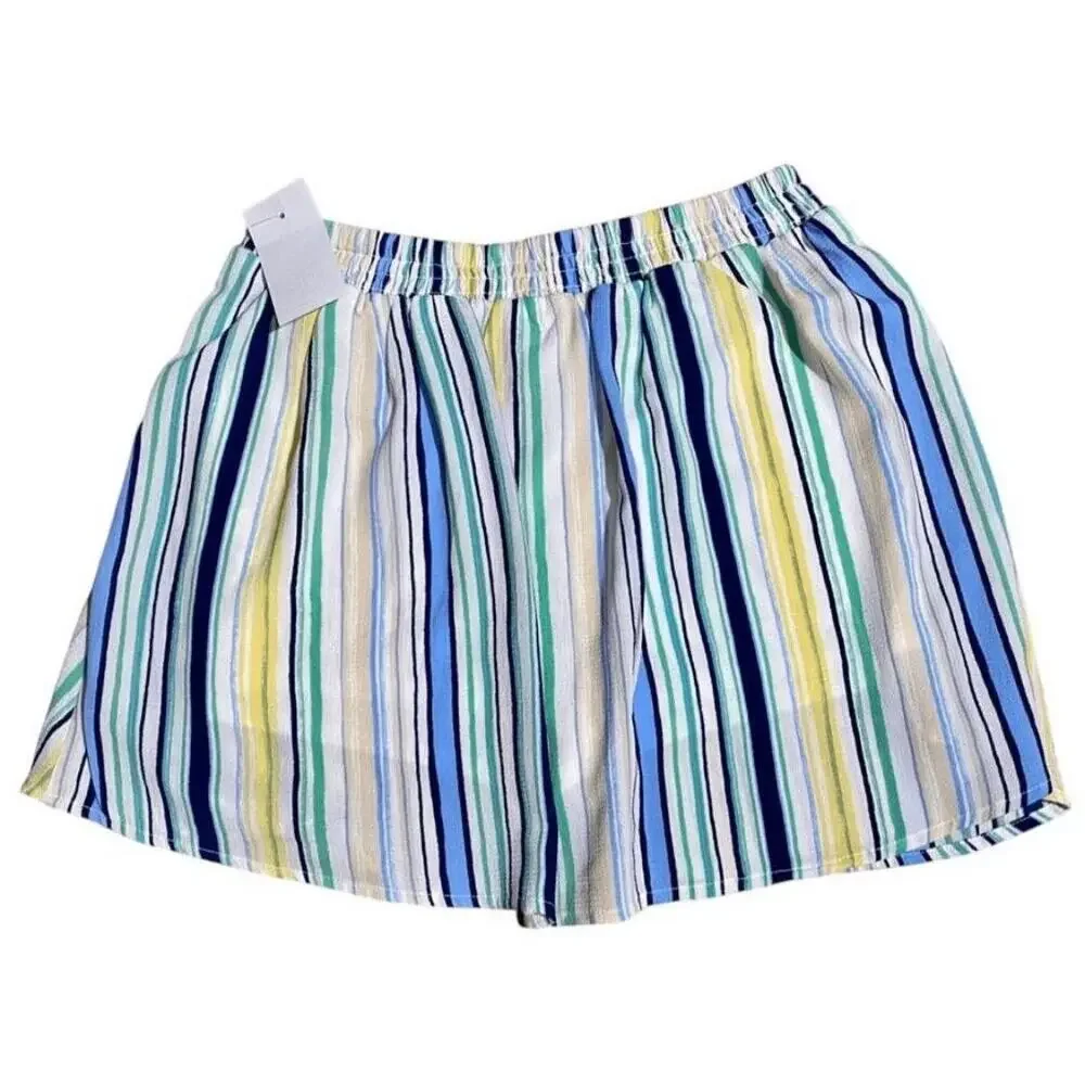 Lots Of Love Speechless Girls Multi-Stripe Crop Skirt Set Playful Casual Size 16